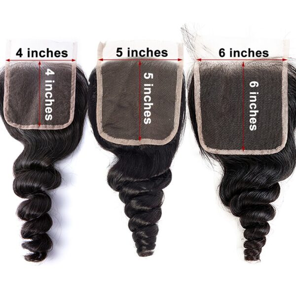 Virgin Hair Loose Wave 4x4 5x5 6x6 7x7 Transparent Lace Closure - Image 3